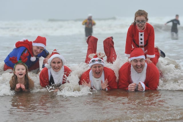 Some of the hardy fundraisers who took part in the Boxing Day Dip at Seaton Carew in 2015.
