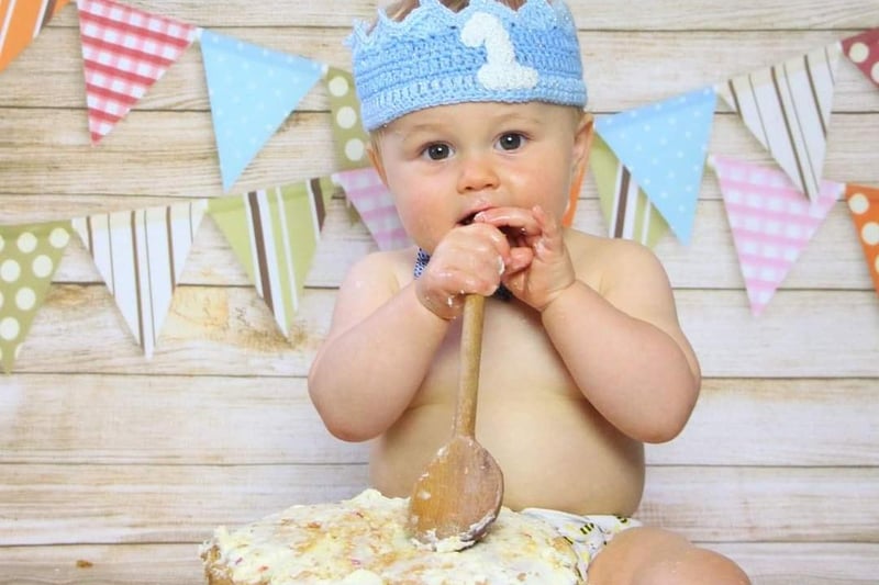 Charlotte Mason, said:"My son George when I did a home cake smash shoot for his first birthday in August last year."
