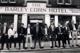 Teddy Boys pictured outside the Barley Corn Hotel, Cambridge Street, Sheffield, August 1974