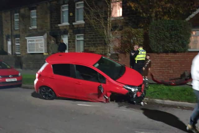 The aftermath of a 'hit-and-run' on Wortley Road in High Green, Sheffield, in which four vehicles were damaged