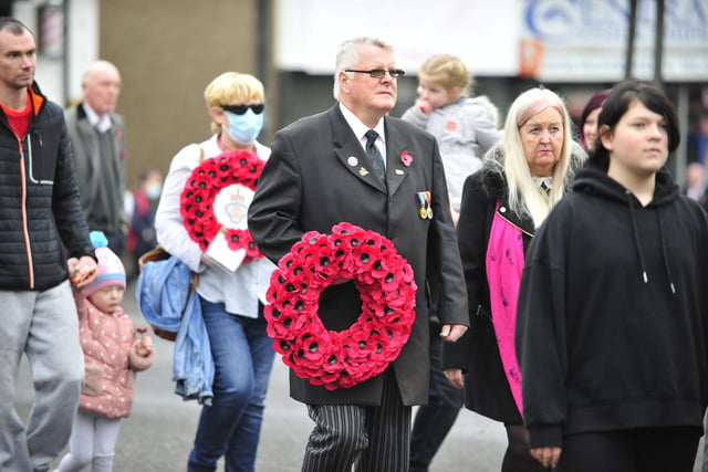 Bonnybridge residents take part in a short parade to the village war memorial