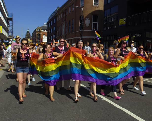 Pictured is a previous Sheffield Pride celebration in Barkers Pool and Devonshire Green. Photo: Sarah Washbourn