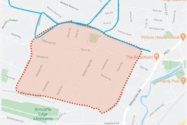 Map of Sheffield Council's Nether Edge active neighbourhood