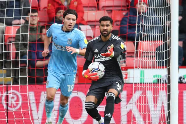 Sheffield United goalkeeper and former Rangers player Wes Foderingham impressed against Coventry City at Bramall Lane: Simon Bellis / Sportimage