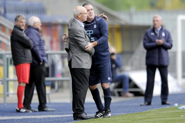 Alex Totten and Owen Coyle at the Falkirk Stadium in 2017. Photo: Michael Gillen