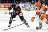 Sheffield Steelers' Marco Vallerand closes in during Steelers' defeat to Belfast Giants