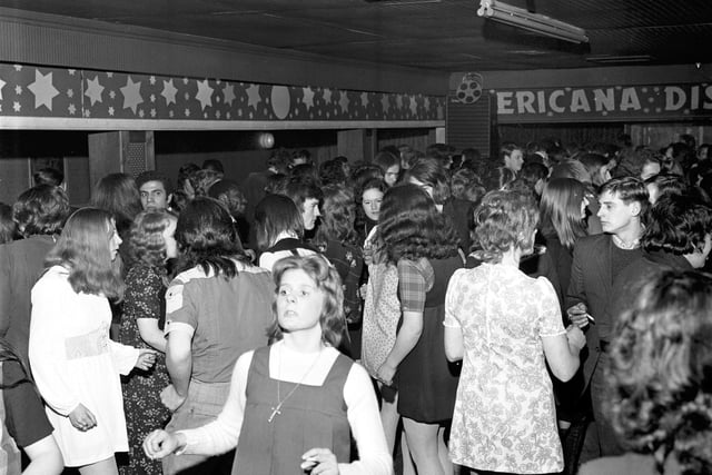 People dancing at the Americana discoteque in Semple Street Edinburgh, january 1972
