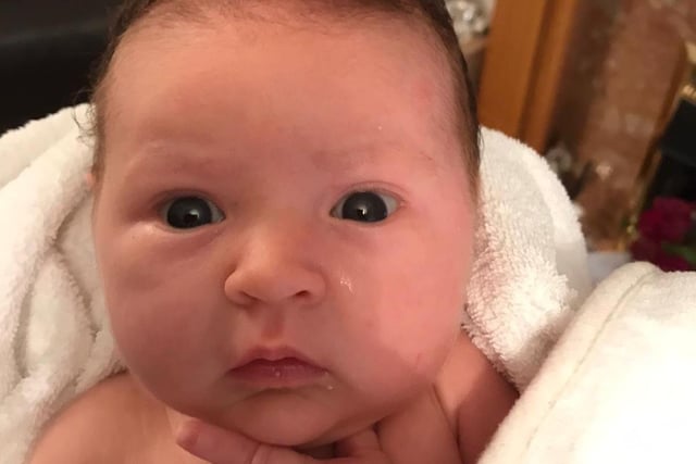 Grace Katherine Ellison was born on 4 May, weighing 7lbs 13oz. She arrived 15 days early, on her parents' first wedding anniversary