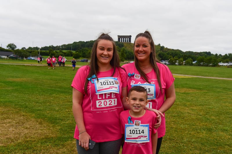 Emily Bamborough, Jaxon James (6) and Danielle Bamborough at The Race for Life at Herrington Country Park, on Sunday.