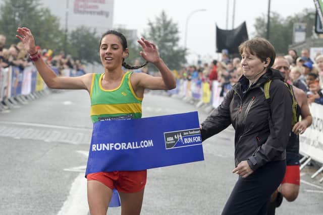 Sheffield 10k 2019. Pictured is the first woman home Elaine Livera. Participants can still get in on the 2022 race before September 25.
