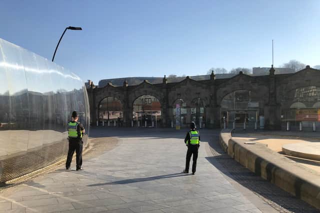 Police outside Sheffield railway station (pic: BTP South Yorkshire)