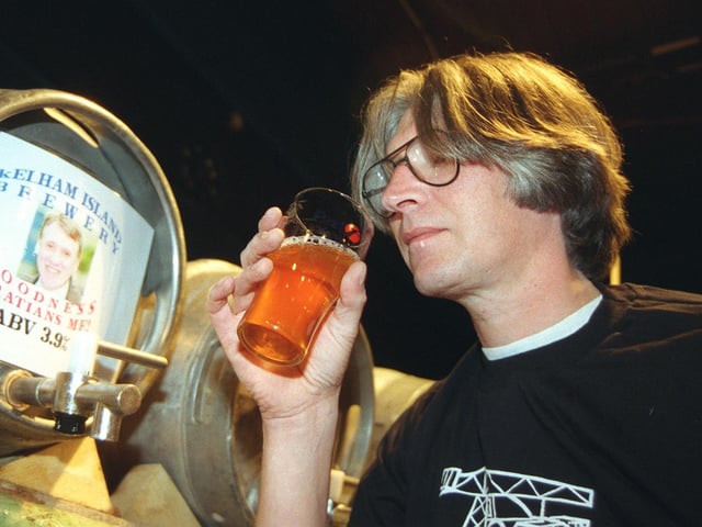 Dave Staves tried a brew at the Nelson Mandela building, where the annual Steel City Beer festival was held in 1999