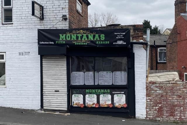 The former Montanas takeaway in Firth Park will be auctioned this month