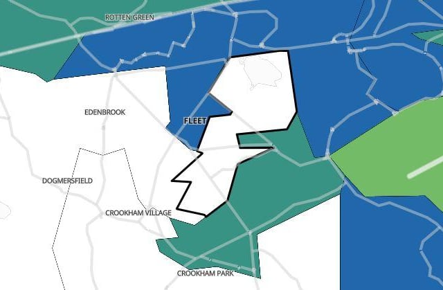 There were fewer than three cases in Fleet South and Pondtail in the seven days to November 23.