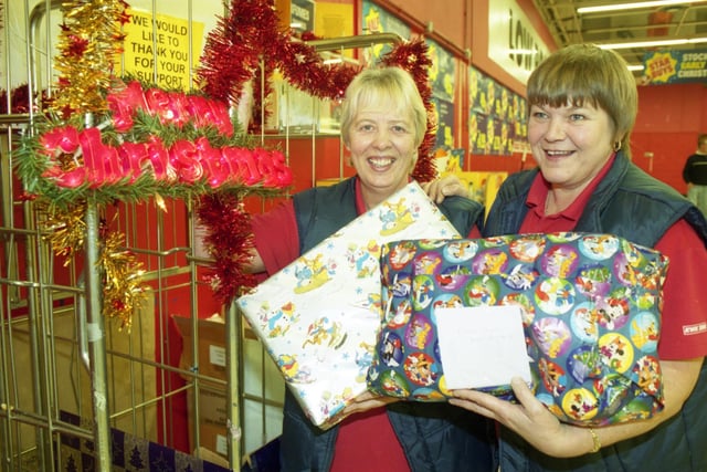 Nora Sothard and Anne Lawrence were supporting the Echo Toy Appeal in 2002 in this scene from Kwik Save.