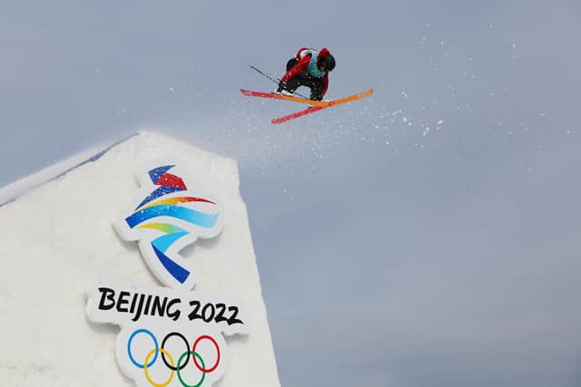 James Woods of Team Great Britain performs a trick during the Men's Freestyle Skiing Freeski Big Air Qualification on Day 3 of the Beijing 2022 Winter Olympic Games at Big Air Shougang on February 07, 2022 in Beijing, China. (Photo by Richard Heathcote/Getty Images)