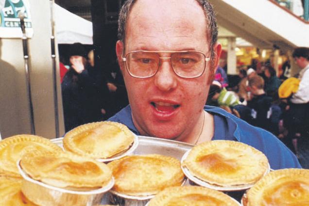 A scene from a pie-eating challenge in the Middleton Grange Shopping Centre in 1999. Were you there?