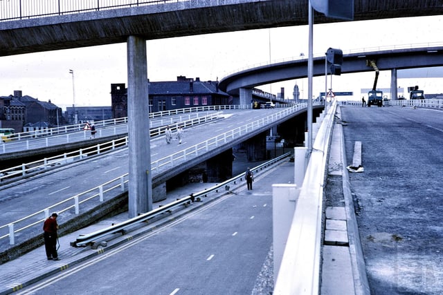 Final checks of the bridge are undertaken before its opening in 1970.