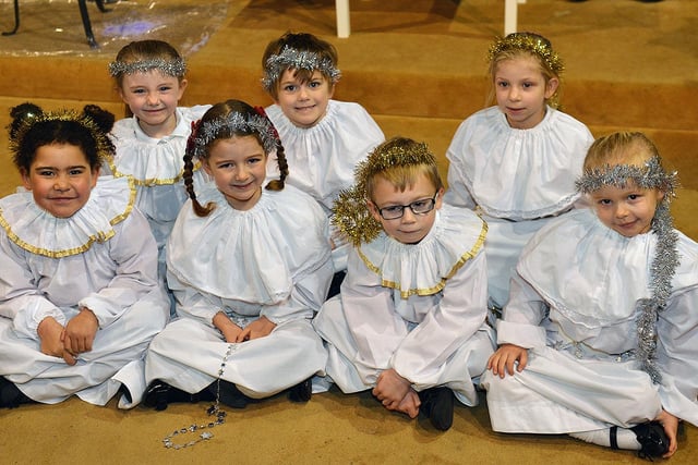 The angels are ready to perform at the St Aidan's Primary School Nativity.