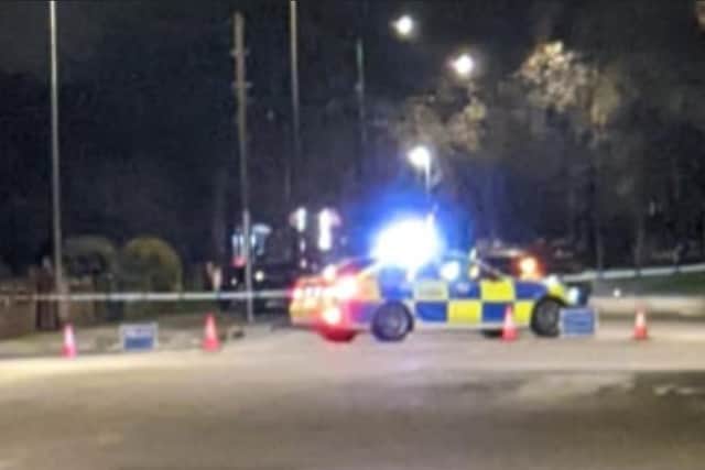 Thorne Road, Doncaster, has been closed this evening after a car crash. Picture shows police at the scene