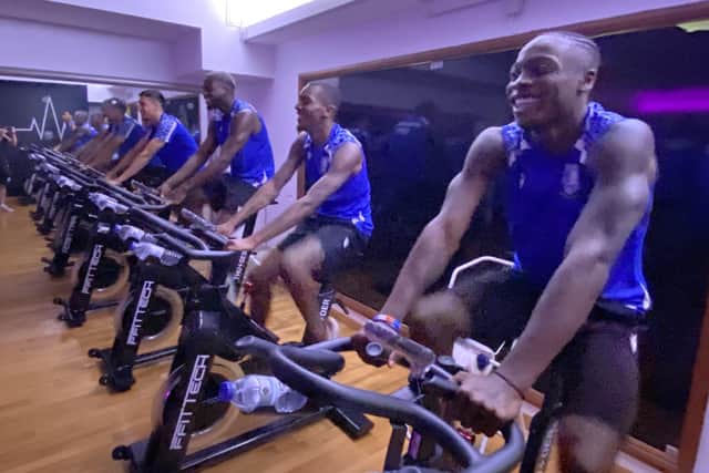 Sheffield Wednesday players trained inside on their Portugal training camp because of the affects of a local forest fire.