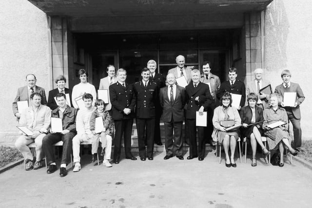 Police awards presented at Hawick HQ, April 1986.