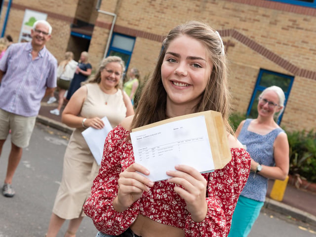 Kate Taylor collects her results at Oaklands Catholic School. Picture: Duncan Shepherd
