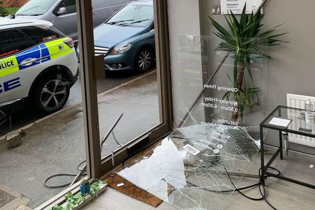 The door was smashed in