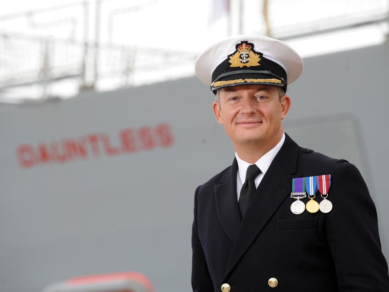 15th May 2015. Commanding officer of HMS Dauntless Cdr Adrian Fryer.
Home coming of HMS Dauntless at Portsmouth Dockyard, Portsmouth.
Picture: Allan Hutchings (150741-019)