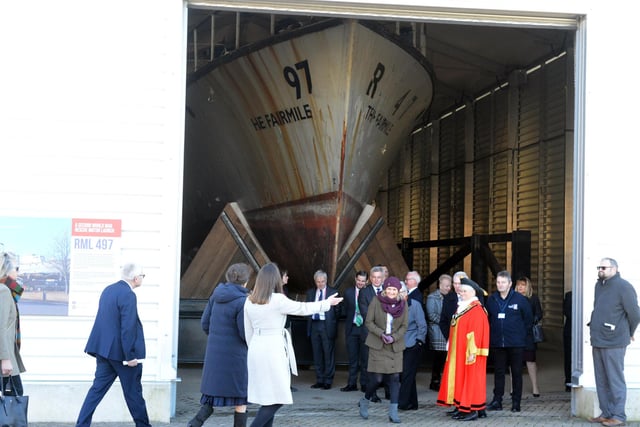 The princess learned about Second World War search and rescue vessel RML 497 which being restored in a purpose-built shed prior to forming the centrepiece of a new exhibition hall.