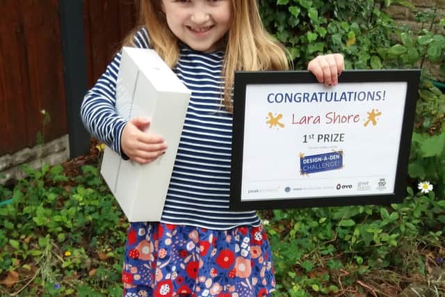 Lara Shore (4 years) from Sheffield one of the winners of  ‘Design-A-Den’ competition