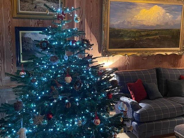The tree at hotel Links House at Royal Dornoch has lights in a lovely blue colour that echoes the sea in their landscape painting.
Golf Road, Dornoch, www.linkshousedornoch.com