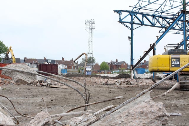 Demolition of the ground commenced in April 2012. By the end of June 2012, demolition of the structure was almost complete: the pitch had been removed, all four stands demolished and three of the floodlight pylons levelled