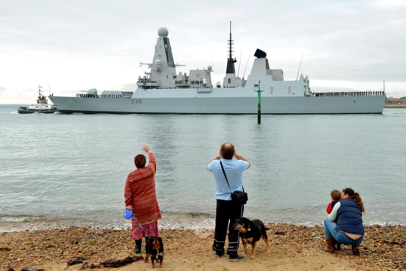 Type 45 destroyer HMS Defender sailed from Portsmouth on the 19th October 2015 on her second major deployment, to carry out security operations in the Middle East.

Crowds of family and friends gathered along the shoreline in Old Portsmouth to wave farewell to the 190 crew, as they left their home port, to take over from sister ship HMS Duncan and spend nine months working with allies in the Middle East and Gulf.