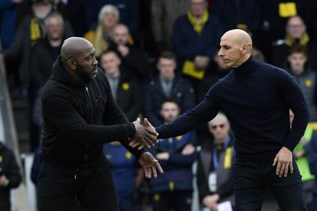 Darren Moore with Dino Maamria before Sheffield Wednesday's game against Burton Albion. (Steve Ellis)