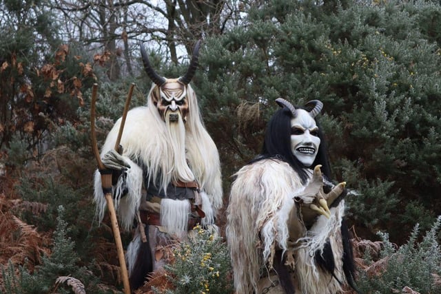 Two of the scary Krampus spotted lurking in Sherwood Forest during the Spirits of the Forest and wassailing weekend which was held at Sherwood Fores over Saturday and Sunday, January 15/16.