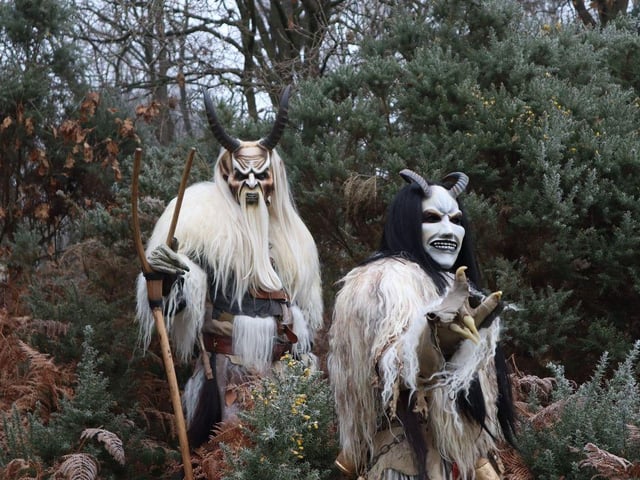 Two of the scary Krampus spotted lurking in Sherwood Forest during the Spirits of the Forest and wassailing weekend which was held at Sherwood Fores over Saturday and Sunday, January 15/16.