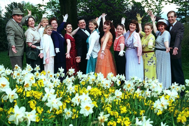Some of the cast from the Sheffield Hallam Operatic Society's production of Salad Days are seen  dressed for the show in 1999