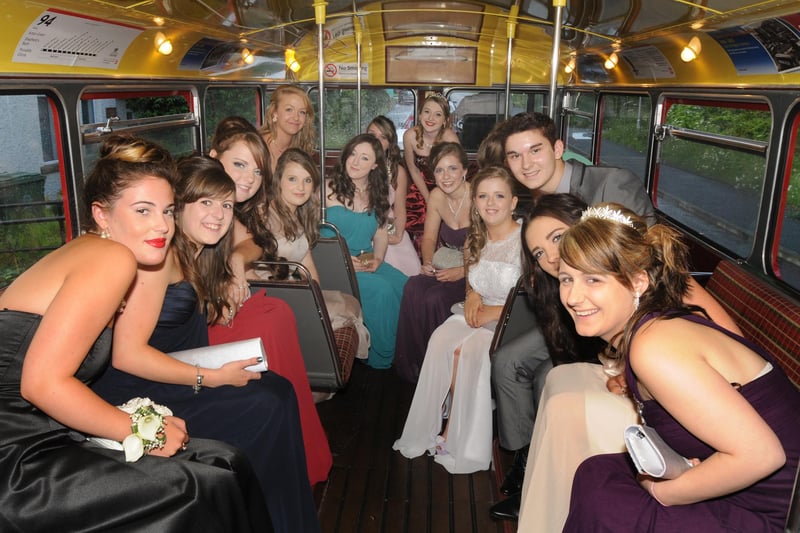 Tickets please! Forever Green in Mansfield was the venue for Brunts School's prom in 2012 when these students arrived in an old London Transport red bus.