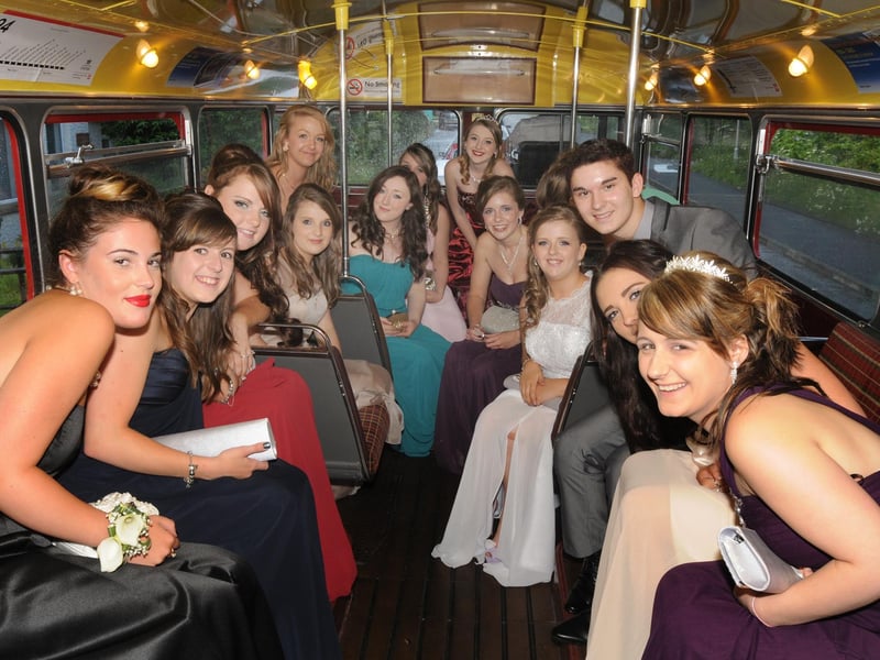 Tickets please! Forever Green in Mansfield was the venue for Brunts School's prom in 2012 when these students arrived in an old London Transport red bus.
