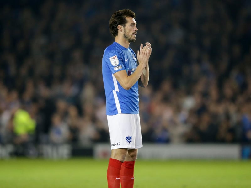 John Marquis of Portsmouth FC clapping in honour of Sophie Fairall during the Sky Bet League One match between Portsmouth and Plymouth Argyle at Fratton Park on September 21, 2021.