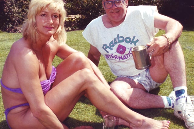 Comedian and actor Bobby Knutt and athlete and health specialist Donna Hartley pictured at their Stannington home in June 1994