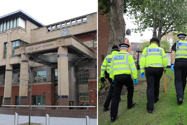 Sheffield Crown Court, pictured, has heard how three South Yorkshire men have denied being involved in the alleged sexual abuse of two schoolgirls.