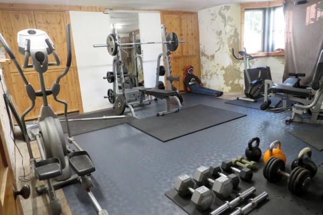 The home boasts its own gym.
