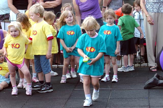 Children taking part in the Mount View pre school, Derbyshire Lane,  sports day, 14 July 2006