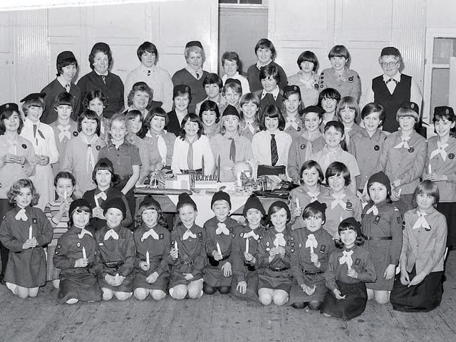 Shirebrook Guides and Brownies pictured on Thinging Day in 1982