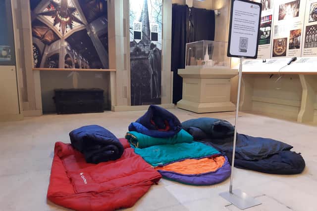 Sleeping bags on display - the Archer Project are appealing for more