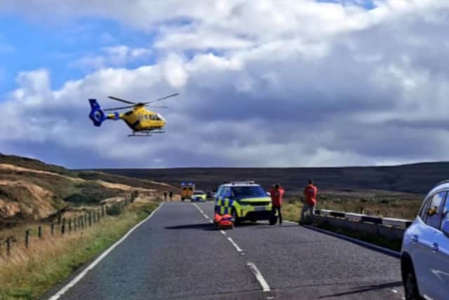 This was the scene on the Snake Pass after a serious crash on September 26