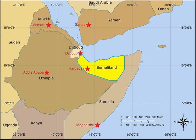 A map of Somaliland.