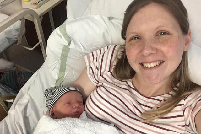 Lucy Jones with her newborn son Alexander